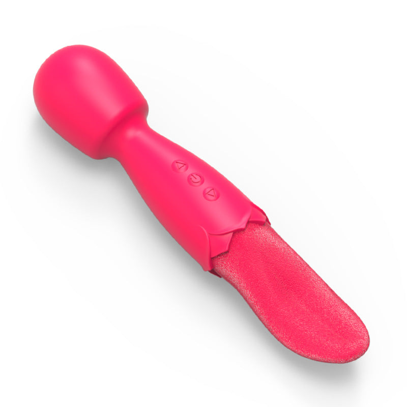 2-in-1 Double Ended Tongue-licking Wand Vibrator-EROSREALM