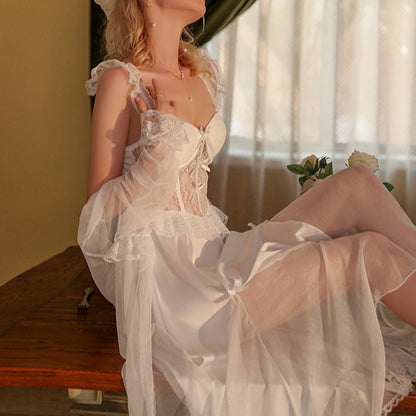 Gauze Suspender Nightdress Sex Lingerie-EROSREALM