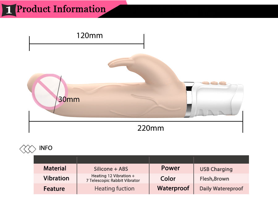 Thrusting Heating Rabbit Vibrator Female Masturbator-EROSREALM