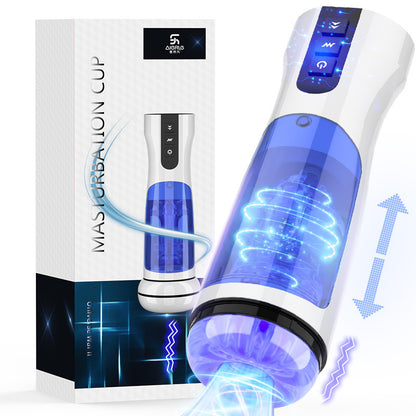 Buff - Waterproof Telescopic Sucking Vibration Masturbation Cup With Strap On Harness-EROSREALM