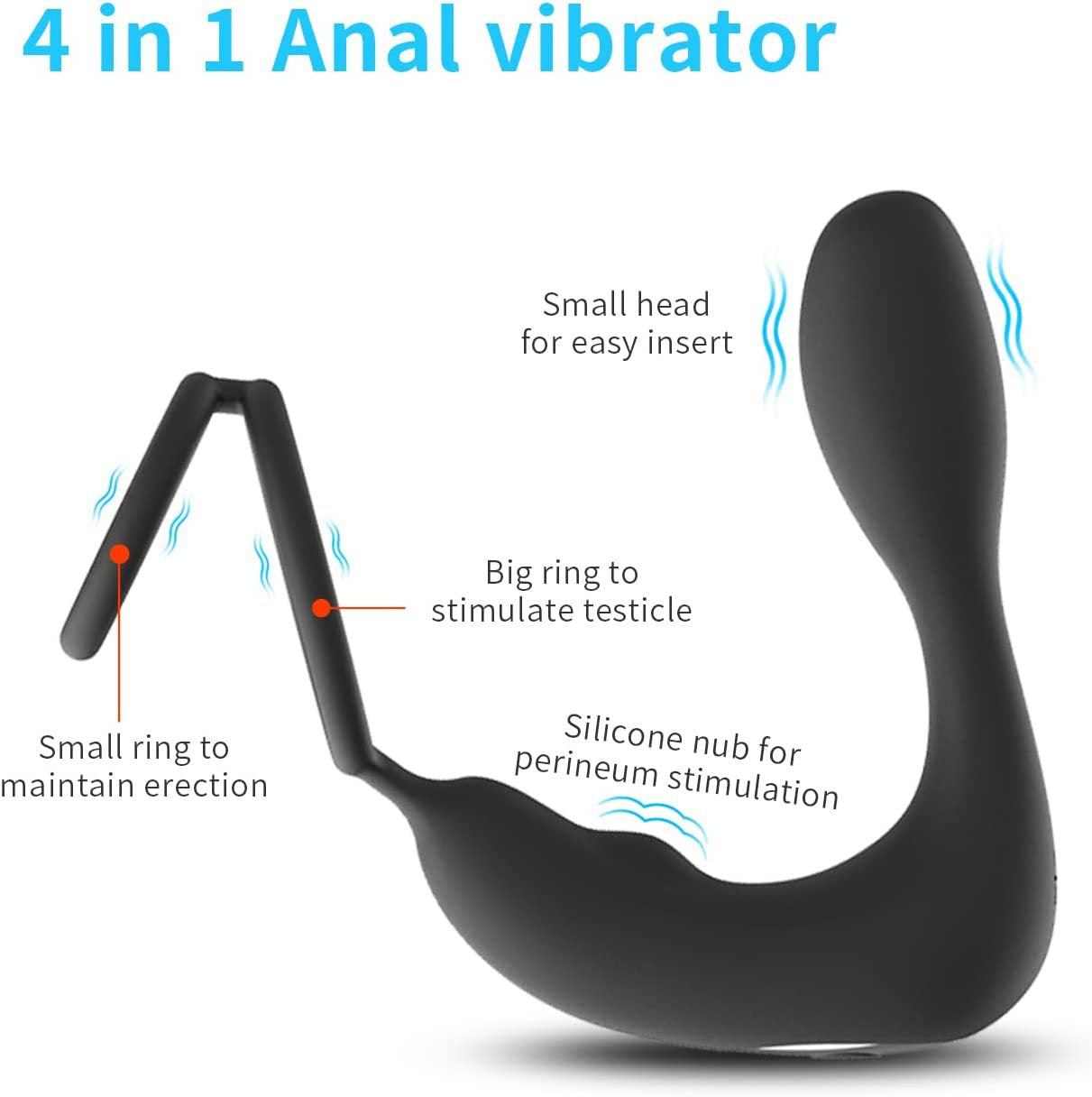 4-in-1 Vibrating Prostate Massager With Penis Rings-EROSREALM