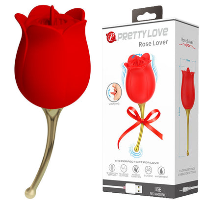 Rose Lovers Pinpoint Silicone Rose Vibrator with Tongue-EROSREALM