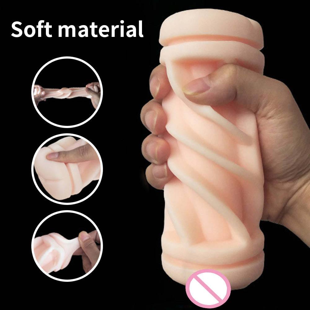 Male Masturbation Cup Dual Channel Silicone Realistic Vagina Adult Penis Pussy Masturbator For Men-EROSREALM