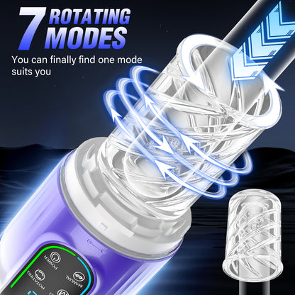 Led 3-in-1 Rotating Tongue-licking Sucking Wearable Penis Stroker-EROSREALM