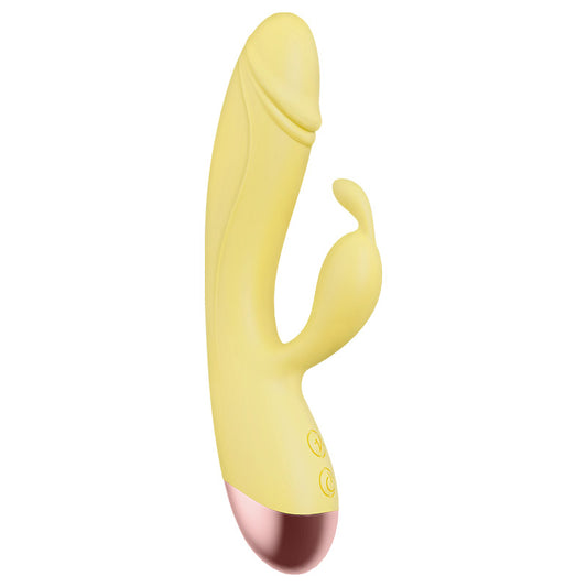 Soft Cute Double Shock Warming Rabbit Vibrator-EROSREALM