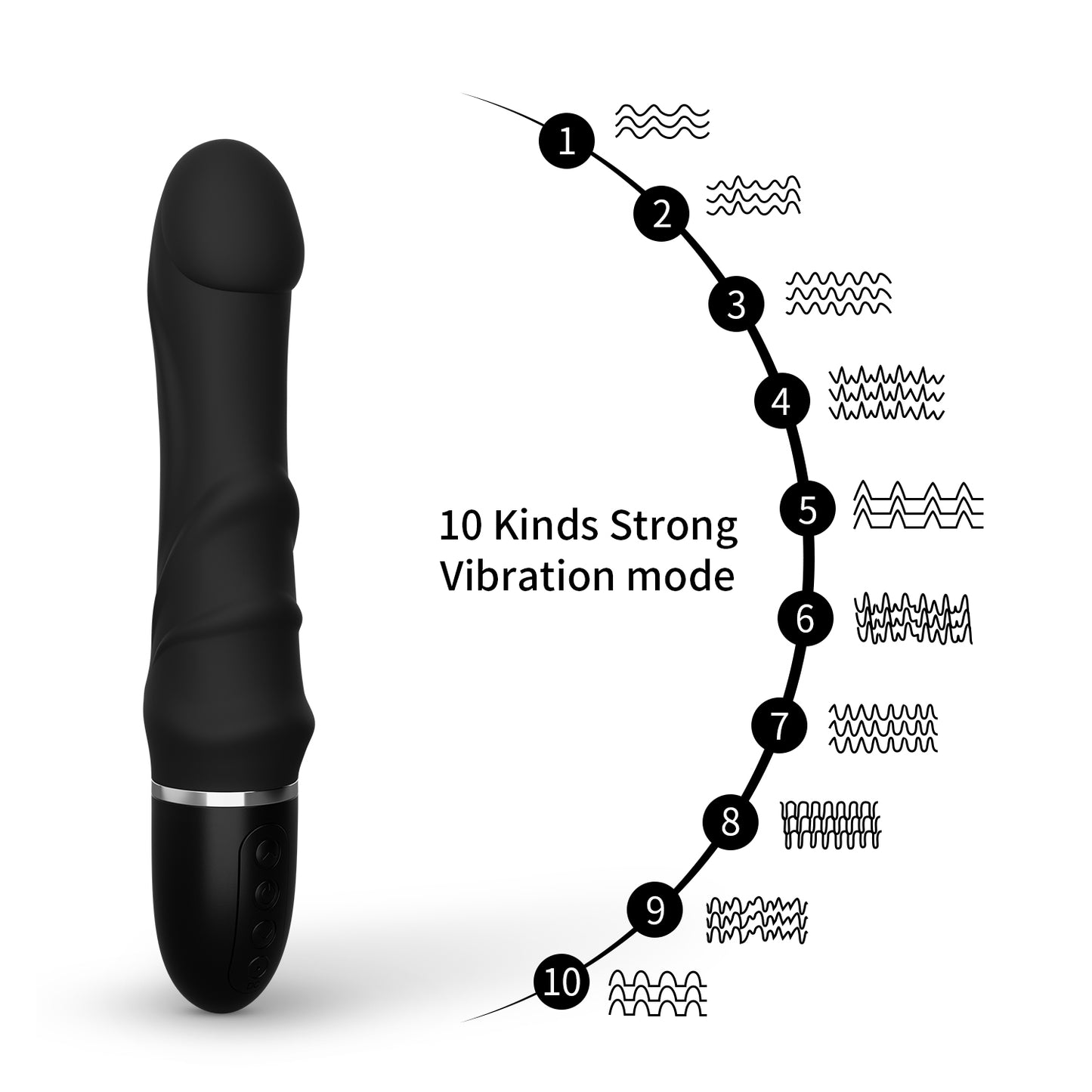 Handheld 10 Frequency Strong Shock Wand Vibrator-EROSREALM