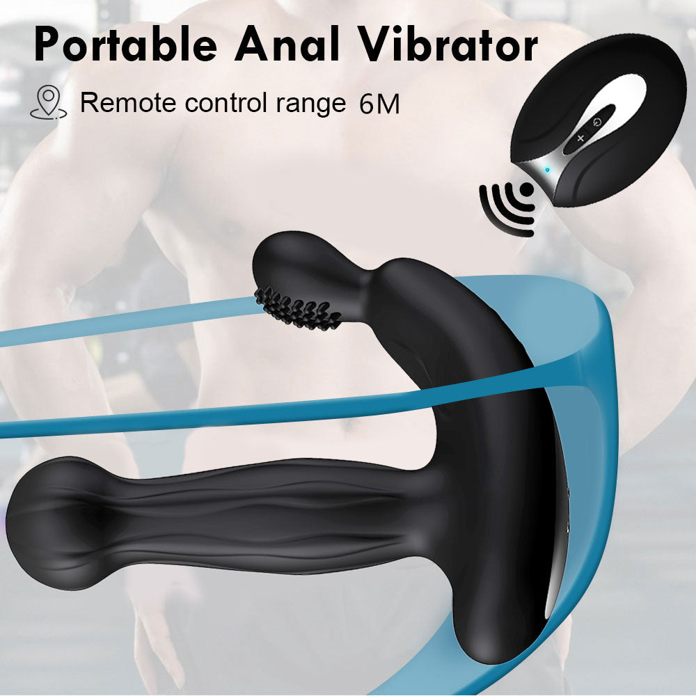 Prostate Massage Vibrator Remote Control Anal Toy with Rotating Beads-EROSREALM