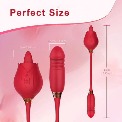 Lilith 3-in-1 Tongue-licking & Thrusting Rose Vibrator-EROSREALM