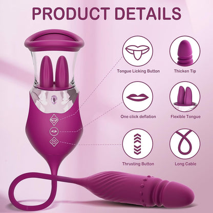 Elsa 2.0 Dual-tongue Licking Clit & Nipple Sucker With Thrusting Vibrator-EROSREALM