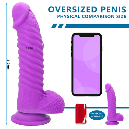 8 Inches Realistic Dildo For Women Ribbed-anal Dildo With Strong Suction Cup-EROSREALM