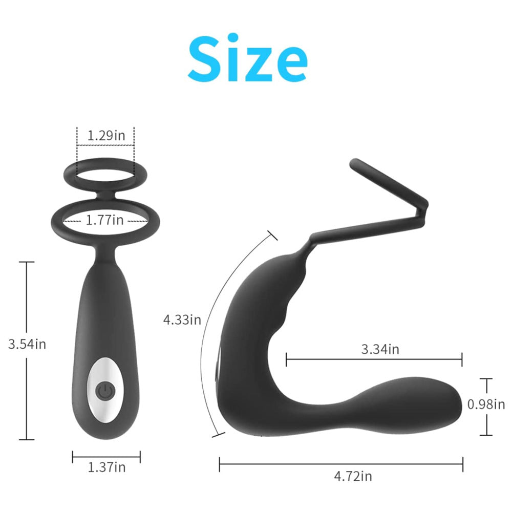 4-in-1 Vibrating Prostate Massager With Penis Rings-EROSREALM