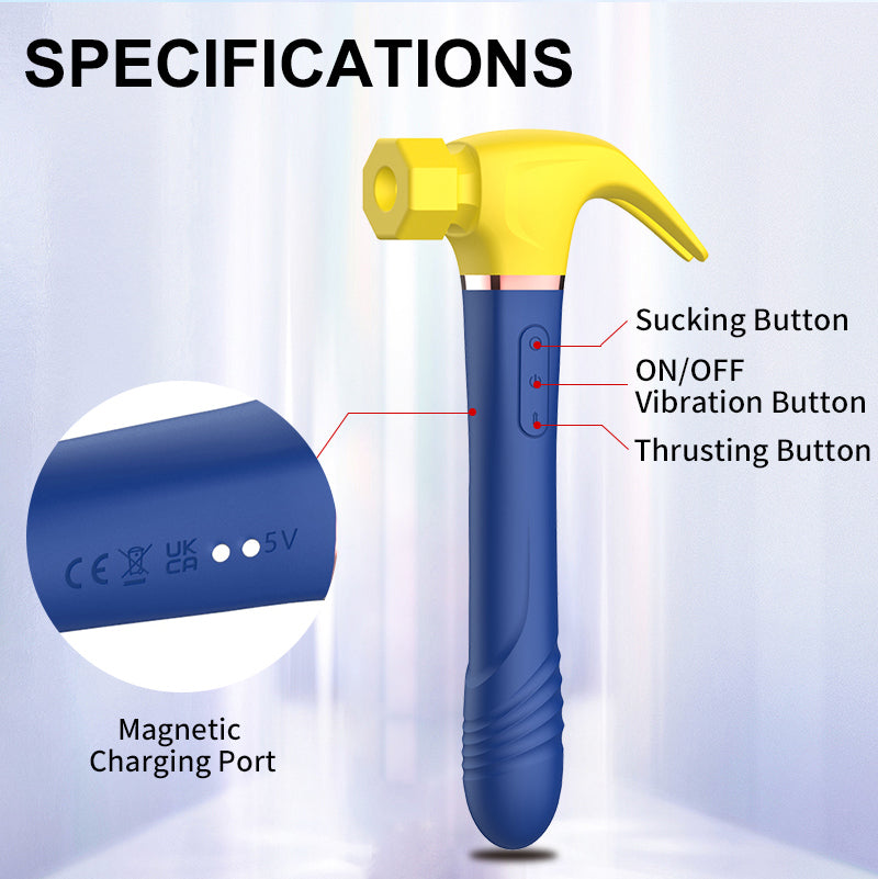 Sucking Vibrating Telescopic 3-in-1 Hammer Vibrator-EROSREALM