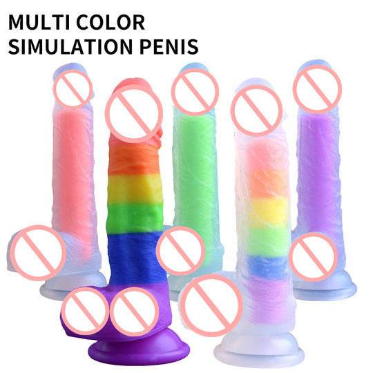 Rainbow Transparent Penis Silicone Realistic Dildo-EROSREALM