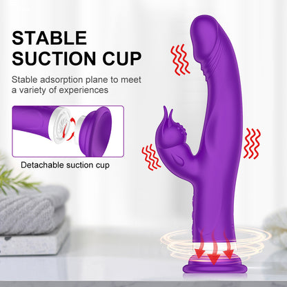 Heating Rabbit Dildo Vibrator With Suction Cup-EROSREALM