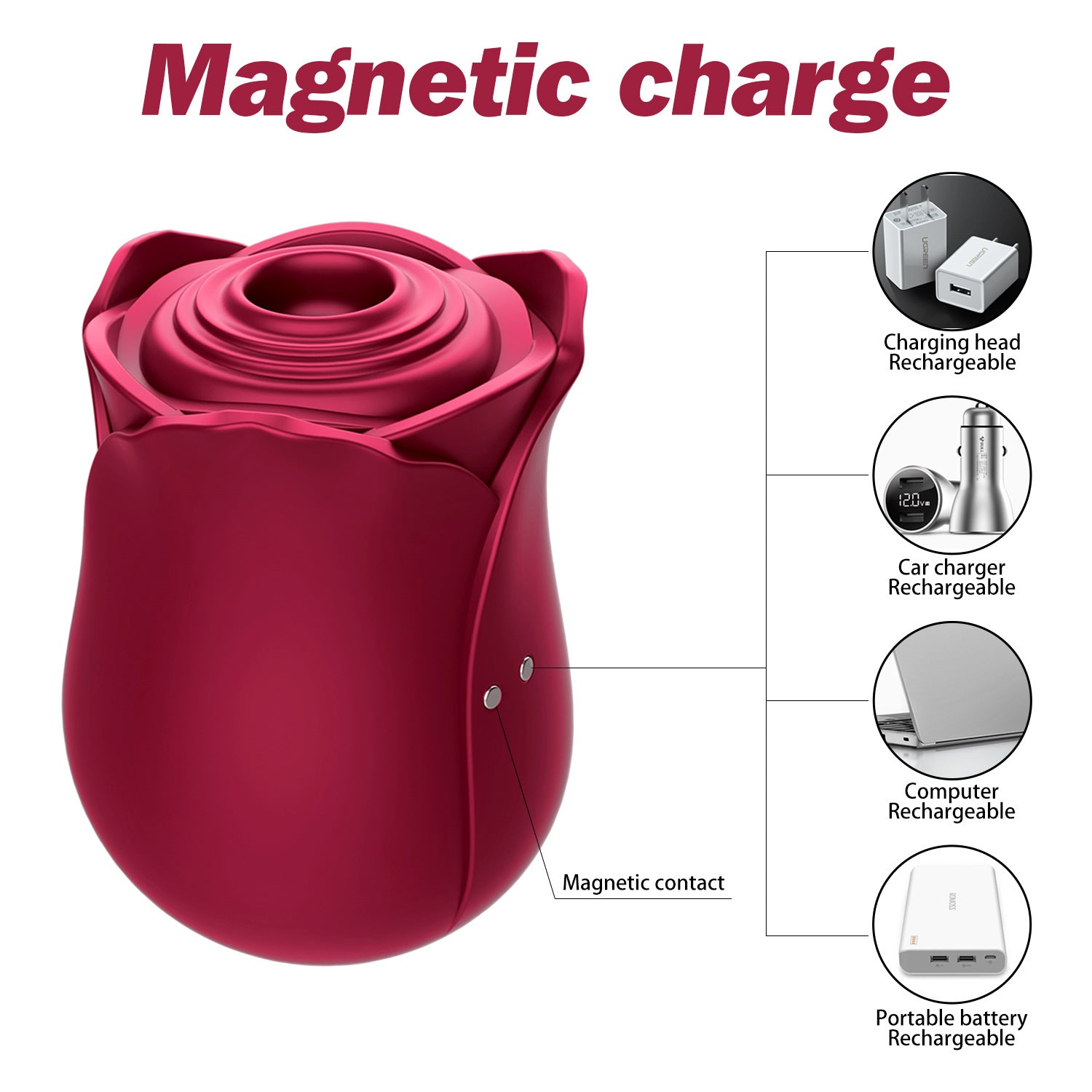 Magnetic Charging Rose Toy Sucking Vibrator-EROSREALM