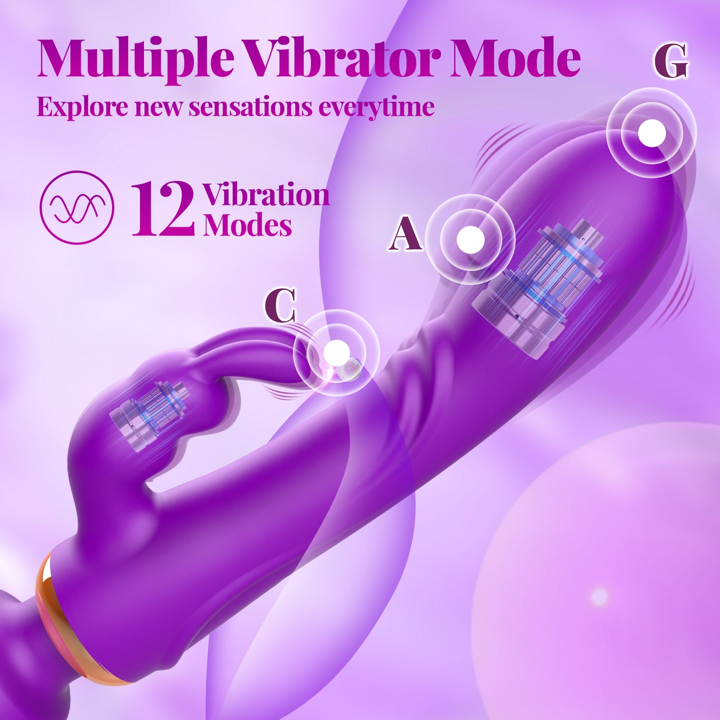 3-point Strong Shock Rabbit Wand Dildo Vibrator - Red-EROSREALM