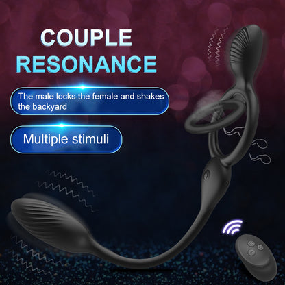 Levi - Wireless Remote Control Double Penis Rings Vibrating Egg For Couples-EROSREALM