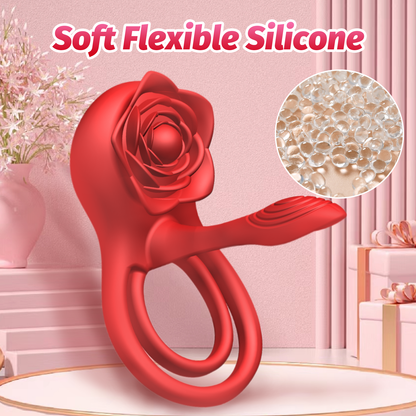 Rose Shackle Remote Control Dual-motor Vibration Penis Ring For Couples-EROSREALM