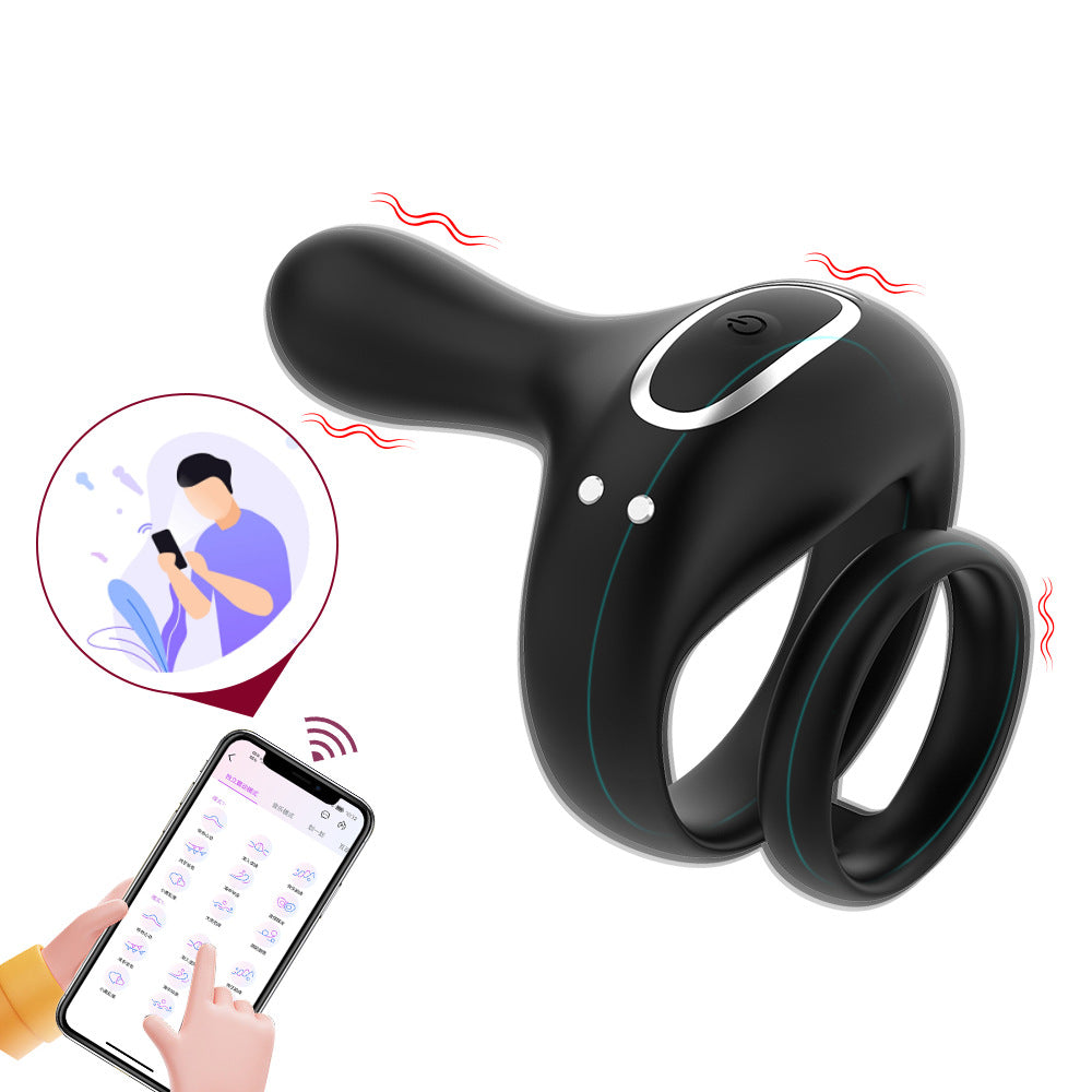 App Remote Control Dual Cock Penis Rings Delay Ejaculation Penis Vibrator-EROSREALM