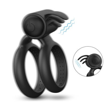 Vibrating Cock Ring with Double Ring-EROSREALM