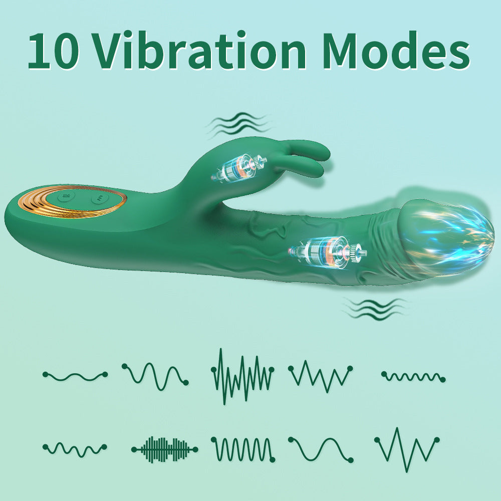 2 In 1 Telescopic Dildo Rabbit Vibrator Vaginal Massage Simulator-EROSREALM