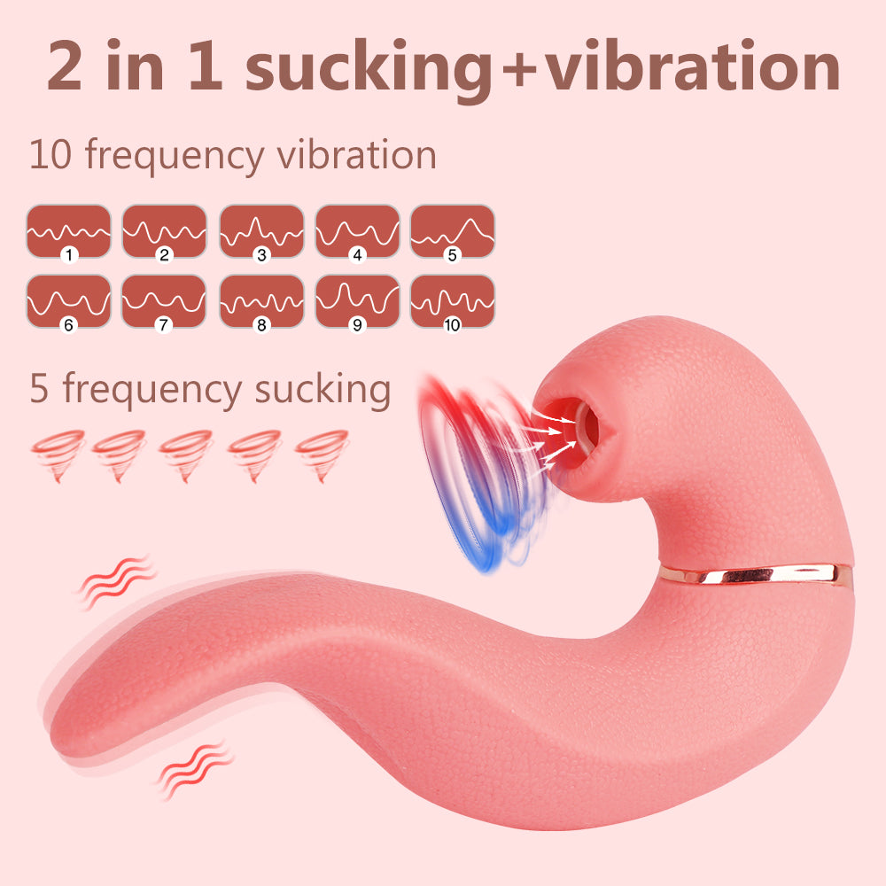 2-in-1 Sucking Tongue Licking Vibrator-EROSREALM