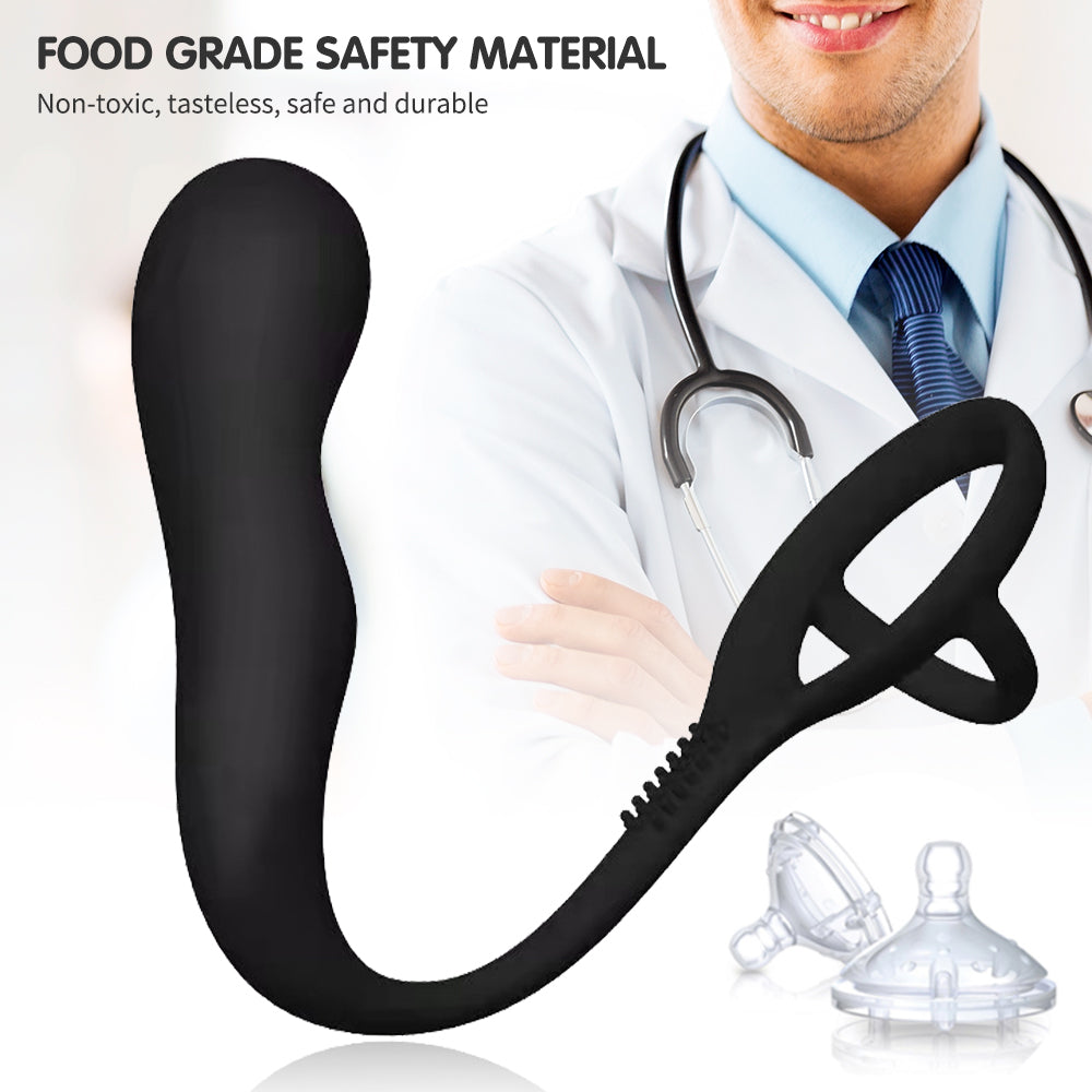 Silicone Wearable Anal Plug With Penis Ring-EROSREALM