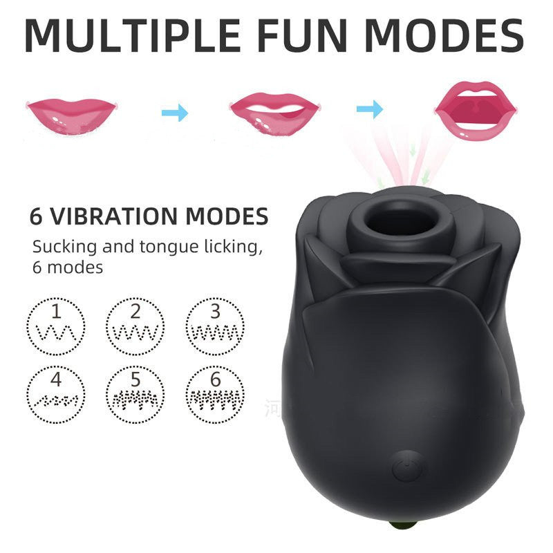 Rends Rose Toy Tongue & Sucking Vibrator Black-EROSREALM