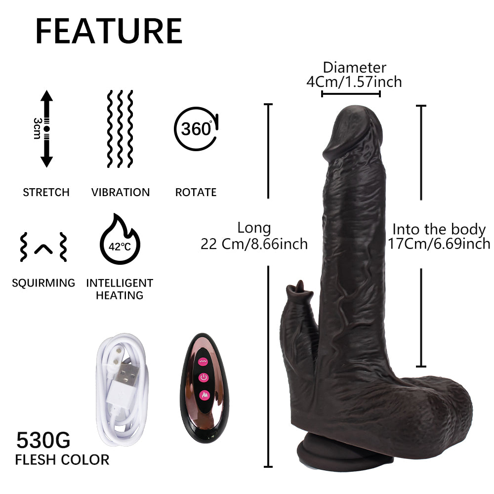 8.7 Inches Jocko Heating Thrusting Vibrating Swinging Realistic Dildo-EROSREALM