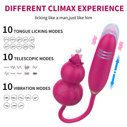 Gourd Tongue Licking Vibrator Thrusting Dildo Nipple Clitoris Stimulator-EROSREALM