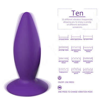 Remote Control Anal Vibrator Silicone Butt Plug-EROSREALM