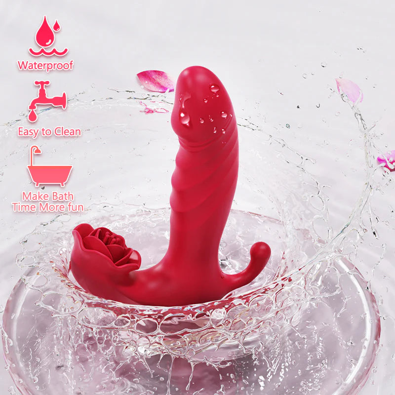 Rose G Spot Thrusting Dildo Remote Control Wearable Vibrator With 9 Thrusting Vibrating Modes-EROSREALM