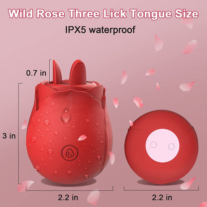 Three-petal Tickler Tongue Licking Nipple Clitoral Stimulation Rose Vibrator-EROSREALM