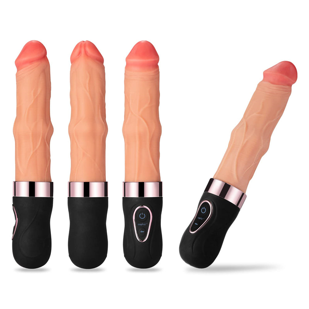 Realistic Thrusting Heating Dildo Vibrator With Thrusting Bead-EROSREALM