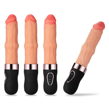 Realistic Thrusting Heating Dildo Vibrator With Thrusting Bead-EROSREALM