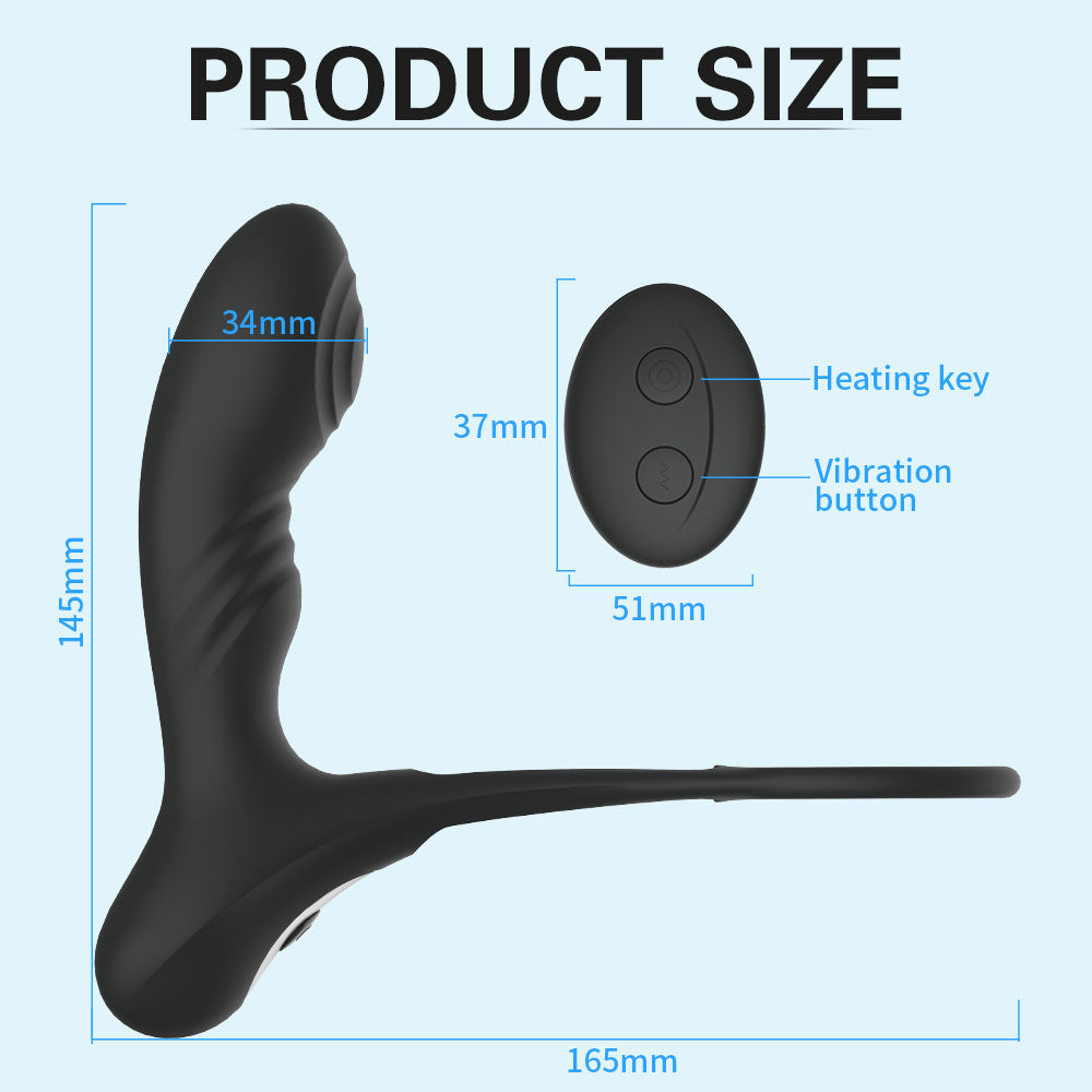 10 Vibration Mode Men Butt Plug Heating Prostate Massager Delay Ejaculation Ring-EROSREALM