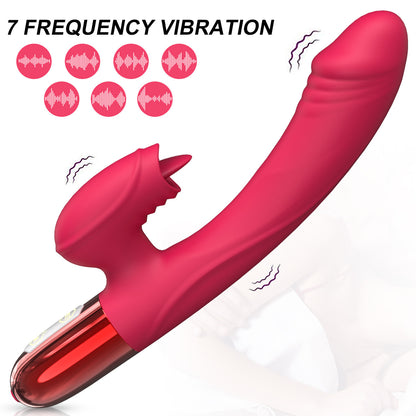 3-in-1 Heating Tongue Licking Rabbit Vibrator Rod-EROSREALM