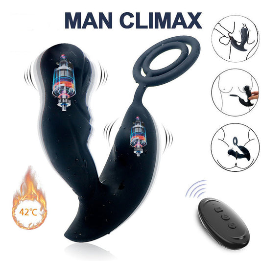 Wireless Remote Control Heating Vibration Prostate Massager With Penis Ring-EROSREALM