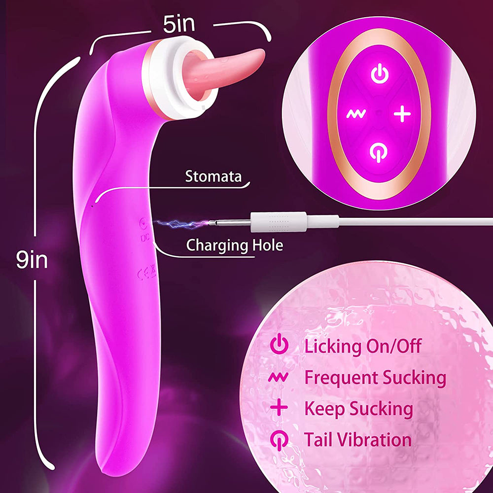 Suction Tongue Licking Nipple Clitoris Stimulator Vibrator Pussy Pump-EROSREALM