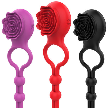 Adjustable Vibrating Rose Penis Rings For Couple-EROSREALM