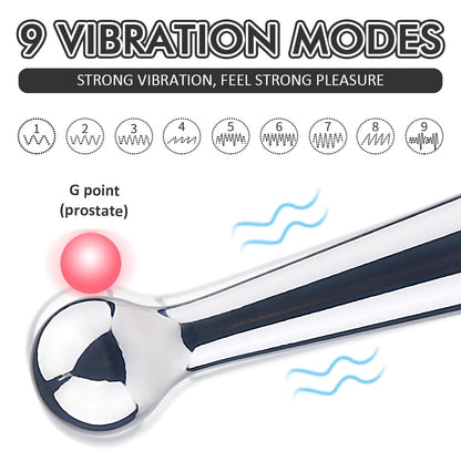 Stainless Steel 9 Vibrations Mini Massage Stick Erotic Nipple Clitoral Massager-EROSREALM