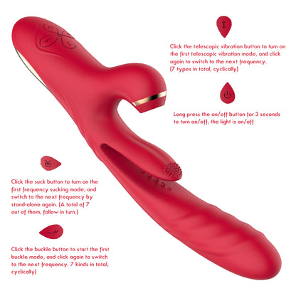 3-in 1 Suction & Thrusting Vibrator with Tongue for Clitoris & G-spot-EROSREALM