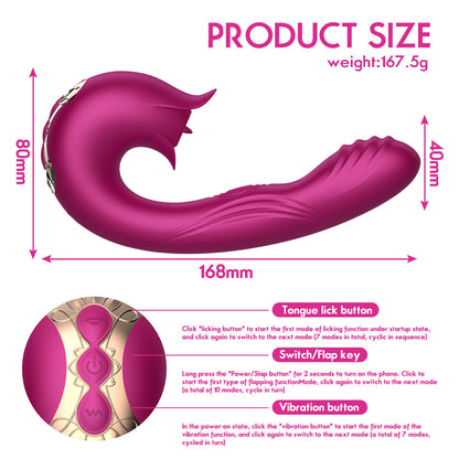 OULISHA 3in1 Tongue Licking Flapping G Spot Clit Vibrator-EROSREALM