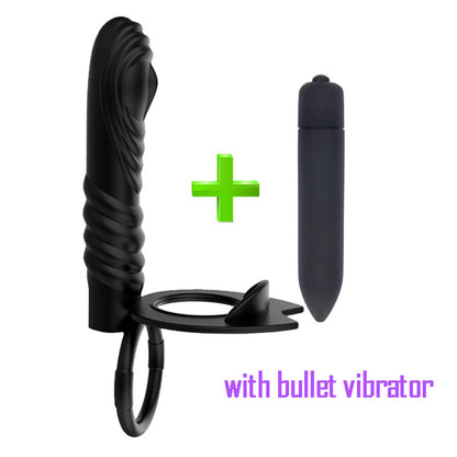 Vibrating Double Cock Rings Vibrator For Couples-EROSREALM