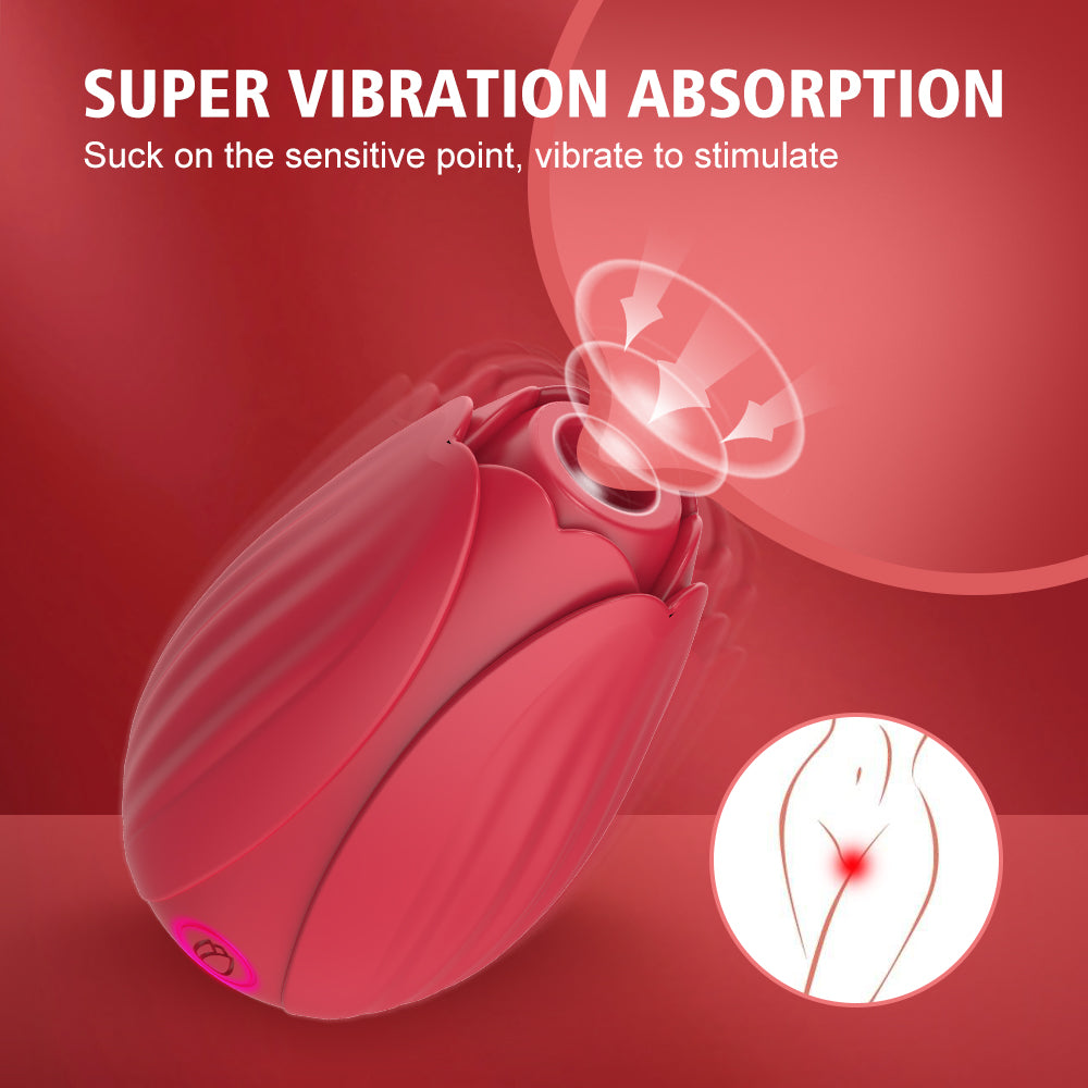 Rose Bud Sucking Vibrator 10 Vibrations Nipple Clitoris Stimulation-EROSREALM