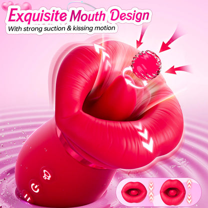 Big Mouth Rose Vibrator 4in1 Sucking Biting Tongue-swinging Clit Stimulator-EROSREALM