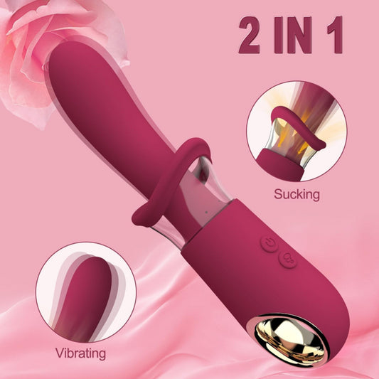 Morgan 2-in-1 Removable Clit Sucker & Vibrating Dildo-EROSREALM