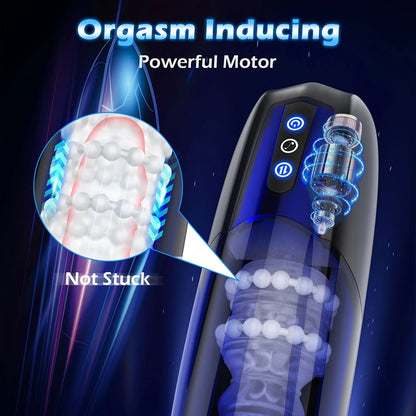 Automatic Bead Rotating Telescopic Interactive Masturbation Cup-EROSREALM