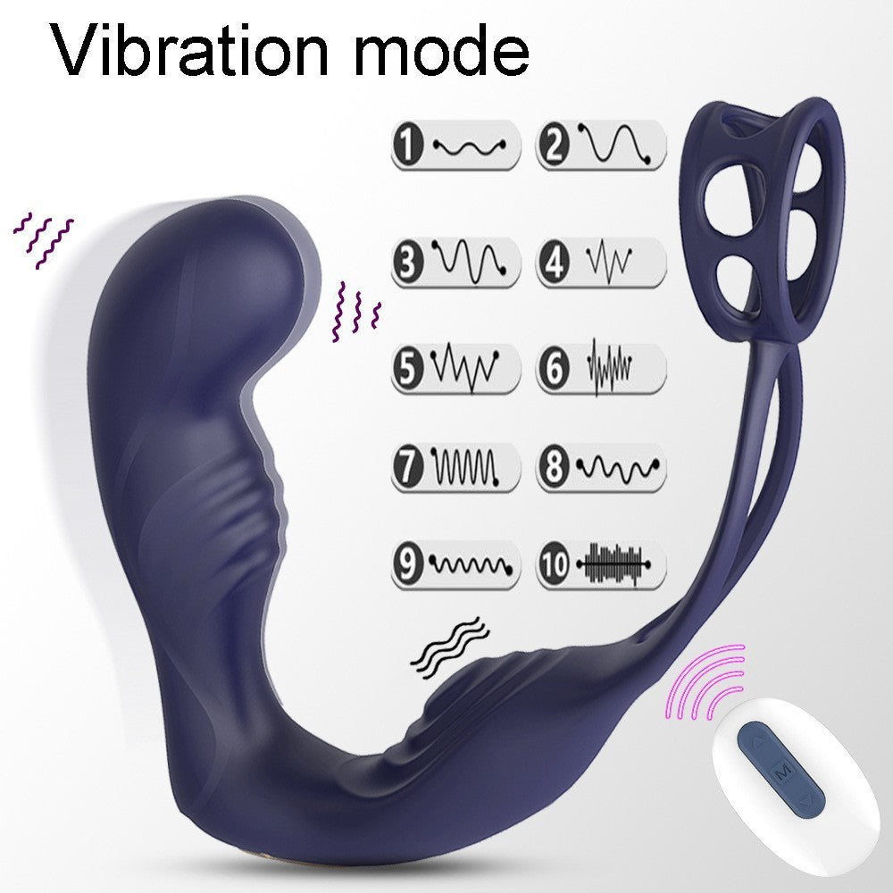 Vibrating Prostate Massage With Double Penis Ring-EROSREALM