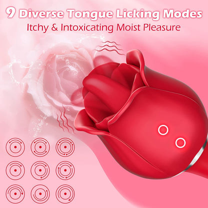 S361-5 Tongue-licking Rose Toy With Vibrating Bud-EROSREALM